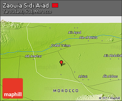 Physical 3D Map of Zaouia Sidi Aïad