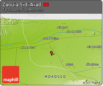 Physical 3D Map of Zaouia Sidi Aïad