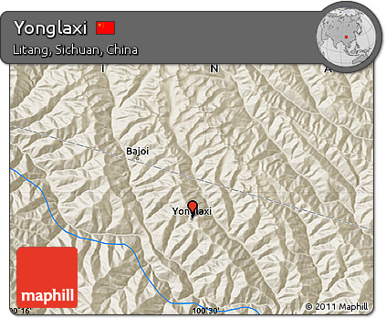 Shaded Relief Map of Yonglaxi