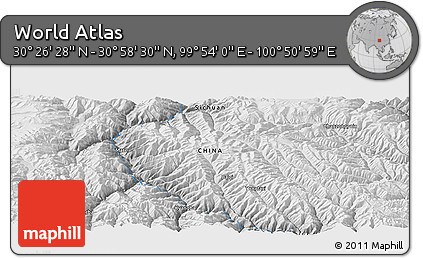 Physical Panoramic Map of the Area around 30° 42' 29" N, 100° 22' 30" E