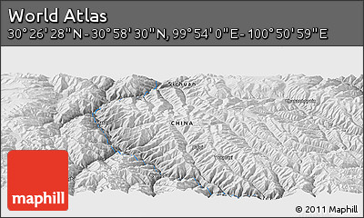 Physical Panoramic Map of the Area around 30° 42' 29" N, 100° 22' 30" E