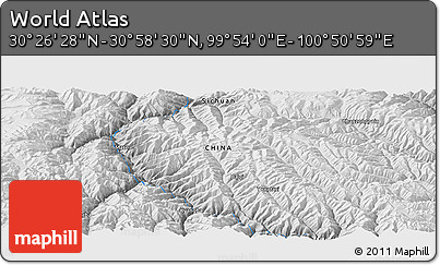 Physical Panoramic Map of the Area around 30° 42' 29" N, 100° 22' 30" E