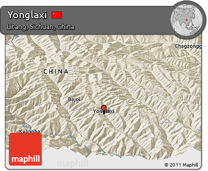 Shaded Relief Panoramic Map of Yonglaxi