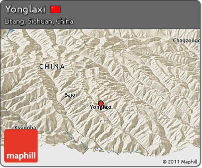Shaded Relief Panoramic Map of Yonglaxi