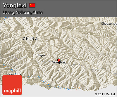 Shaded Relief Panoramic Map of Yonglaxi