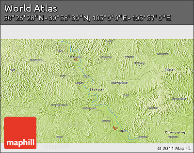 Physical 3D Map of the Area around 30° 42' 29" N, 105° 28' 29" E