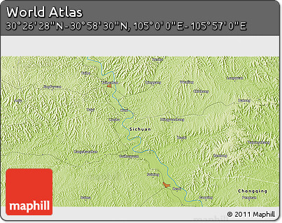 Physical 3D Map of the Area around 30° 42' 29" N, 105° 28' 29" E
