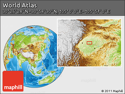Physical Location Map of the Area around 30° 42' 29" N, 105° 28' 29" E
