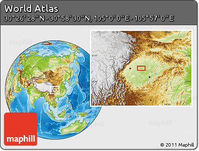 Physical Location Map of the Area around 30° 42' 29" N, 105° 28' 29" E