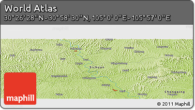 Physical Panoramic Map of the Area around 30° 42' 29" N, 105° 28' 29" E
