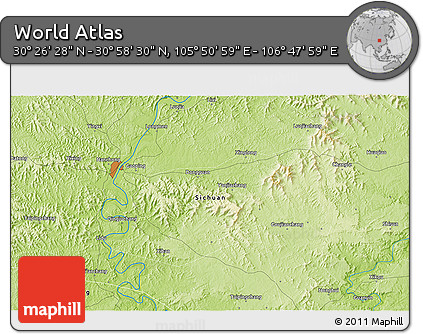 Physical 3D Map of the Area around 30° 42' 29" N, 106° 19' 29" E