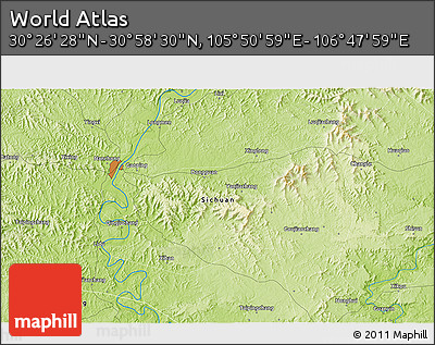 Physical 3D Map of the Area around 30° 42' 29" N, 106° 19' 29" E