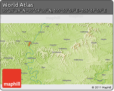 Physical 3D Map of the Area around 30° 42' 29" N, 106° 19' 29" E