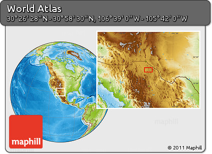 Physical Location Map of the Area around 30° 42' 29" N, 106° 10' 30" W