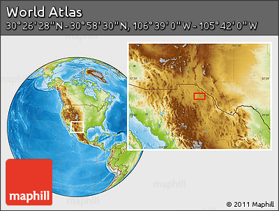 Physical Location Map of the Area around 30° 42' 29" N, 106° 10' 30" W