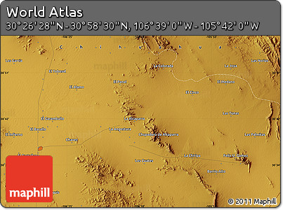 Physical Map of the Area around 30° 42' 29" N, 106° 10' 30" W