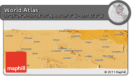 Political Panoramic Map of the Area around 30° 42' 29" N, 106° 10' 30" W