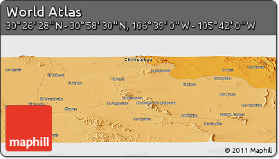Political Panoramic Map of the Area around 30° 42' 29" N, 106° 10' 30" W
