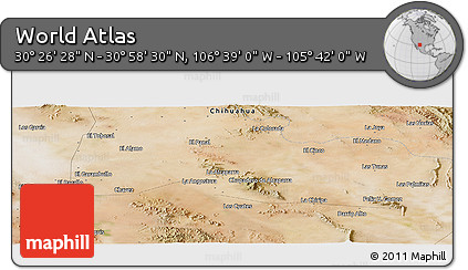 Satellite Panoramic Map of the Area around 30° 42' 29" N, 106° 10' 30" W