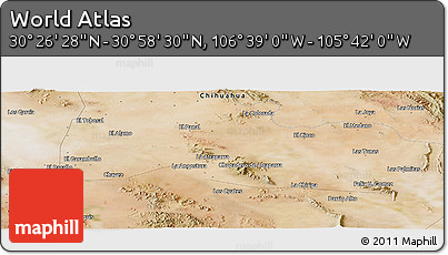 Satellite Panoramic Map of the Area around 30° 42' 29" N, 106° 10' 30" W