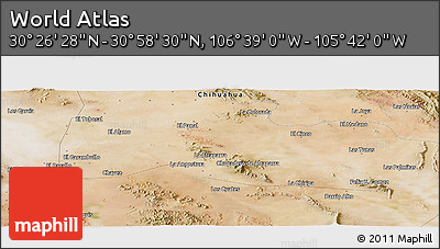 Satellite Panoramic Map of the Area around 30° 42' 29" N, 106° 10' 30" W