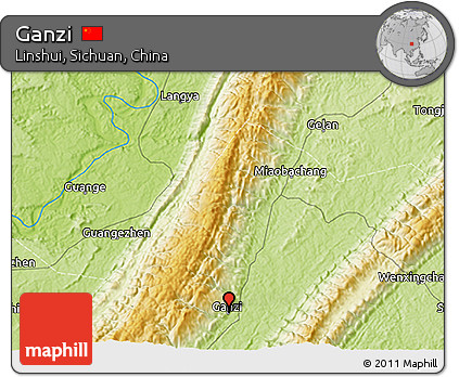 Physical 3D Map of Ganzi
