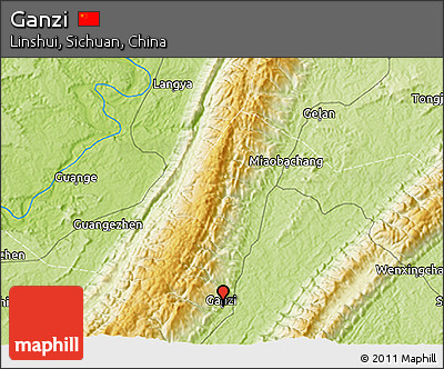 Physical 3D Map of Ganzi