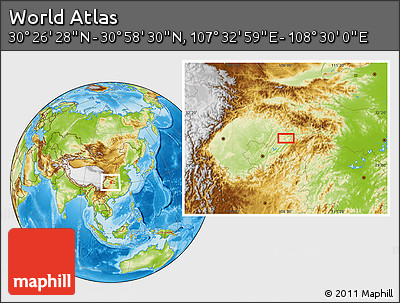 Physical Location Map of the Area around 30° 42' 29" N, 108° 1' 30" E
