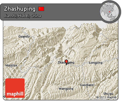 Shaded Relief 3D Map of Zhashuping