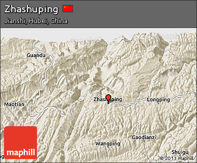 Shaded Relief 3D Map of Zhashuping