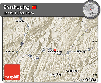 Shaded Relief Map of Zhashuping