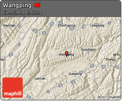Shaded Relief Map of Wangping