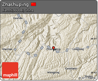 Shaded Relief Map of Zhashuping