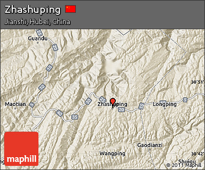 Shaded Relief Map of Zhashuping