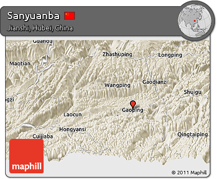 Shaded Relief Panoramic Map of Sanyuanba