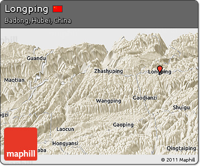 Shaded Relief Panoramic Map of Longping