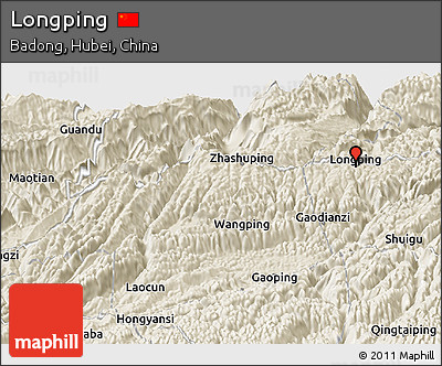 Shaded Relief Panoramic Map of Longping