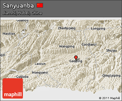 Shaded Relief Panoramic Map of Sanyuanba