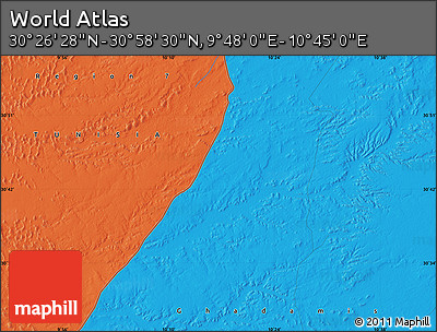 Political Map of the Area around 30° 42' 29" N, 10° 16' 30" E