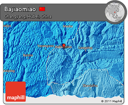 Political 3D Map of Bajiaomiao