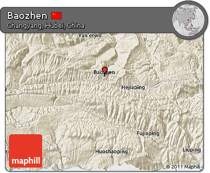 Shaded Relief 3D Map of Baozhen