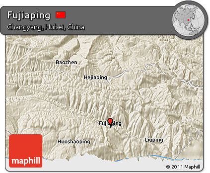 Shaded Relief 3D Map of Fujiaping