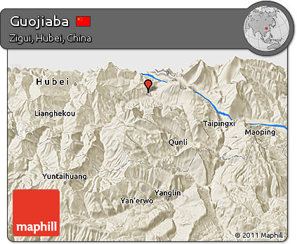 Shaded Relief 3D Map of Guojiaba