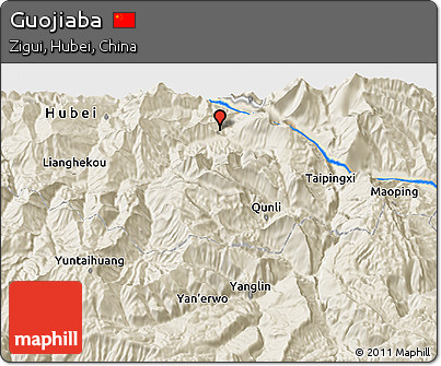 Shaded Relief 3D Map of Guojiaba