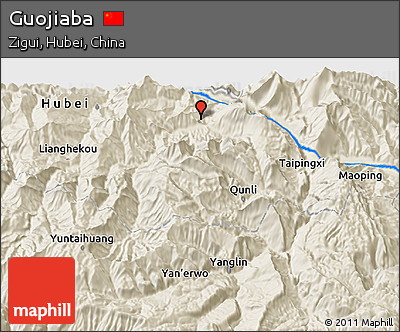 Shaded Relief 3D Map of Guojiaba