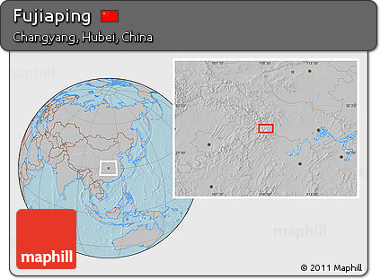Gray Location Map of Fujiaping, hill shading