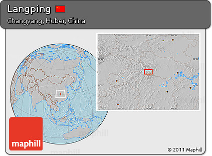 Gray Location Map of Langping, hill shading