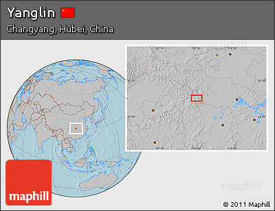 Gray Location Map of Yanglin, hill shading