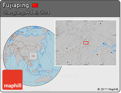 Gray Location Map of Fujiaping, hill shading
