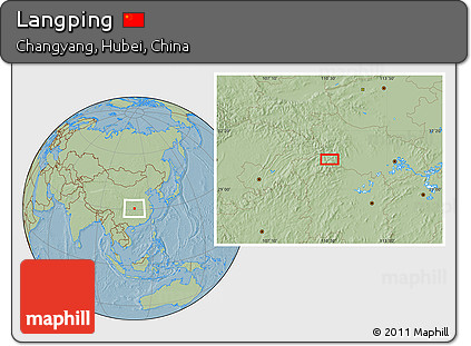 Savanna Style Location Map of Langping, hill shading